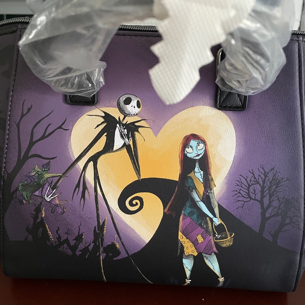NWT Loungefly The Nightmare Before Christmas Jack & Sally Heart Moon Satchel Bag